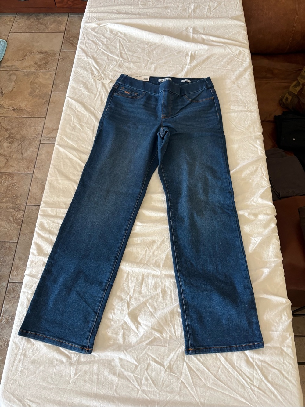 Nine West Women’s Stretch Navy Straight-Leg Pull On Jeans